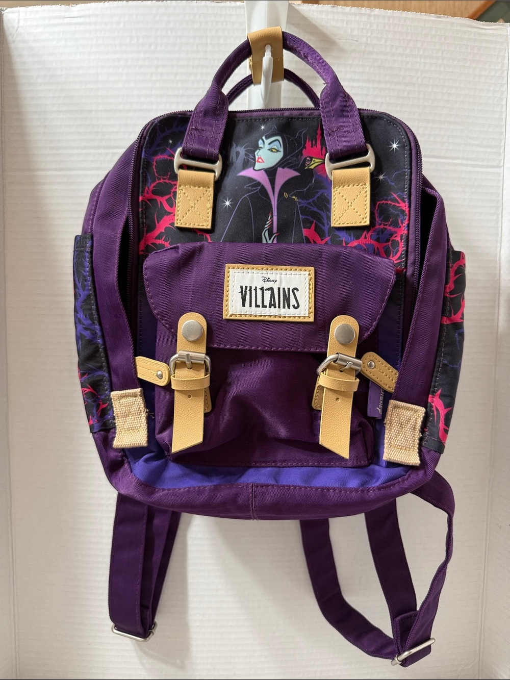 Disney Villains Maleficent 12” Nylon Purple Mini Backpack Daypack Pockets NWOT